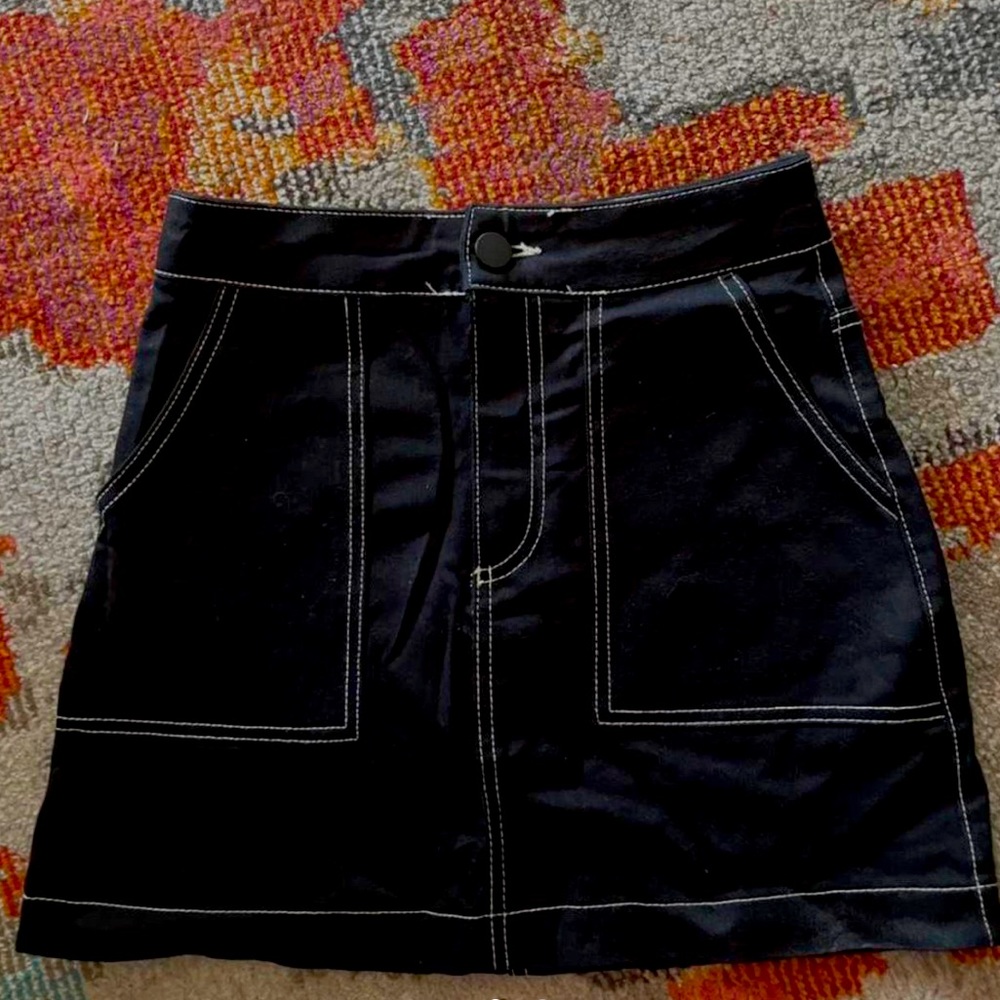 Zara black skirt with white stitch details